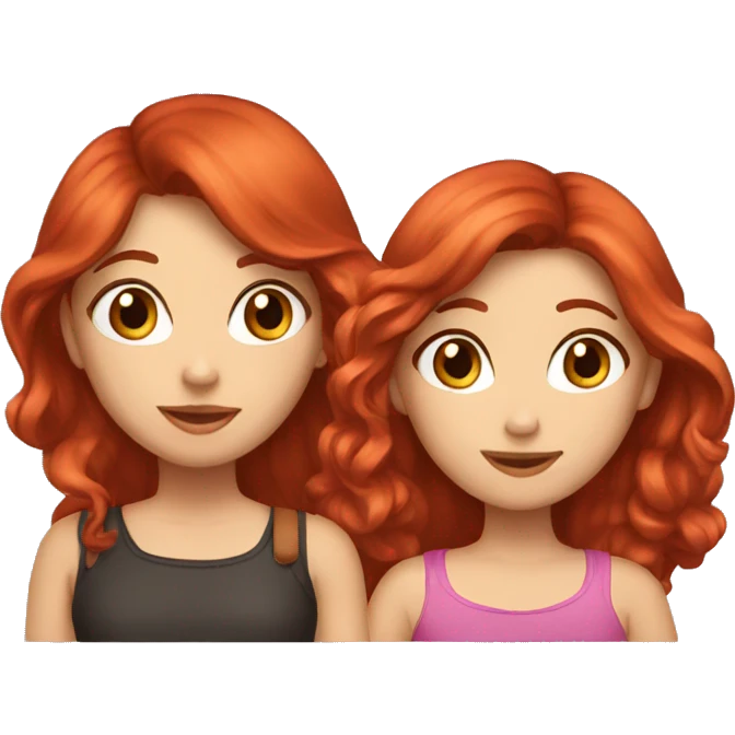 two--girls best friends brown hair and red hair emoji
