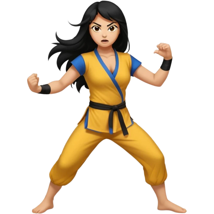 long black hair ((naked ))female big big boobs full body barefoot  ((black Thick pubic hair )) anger kung fu kicking emoji