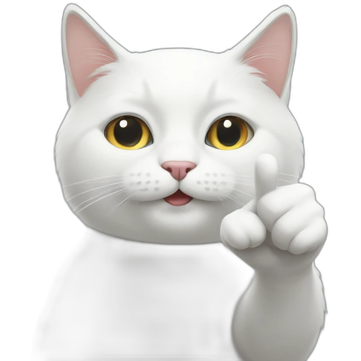 White cat gives a thumbs up emoji