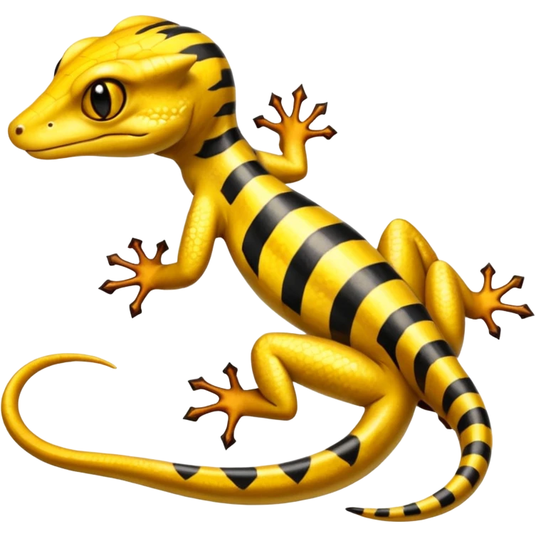 Yellow black-striped golden shiny gecko-Salandit-Sergal-Genet-Pokémon-Fakémon-hybrid  emoji