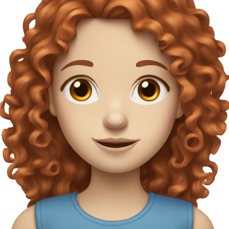 long curly red/brown haired girl with blue eyes and pale skin  emoji