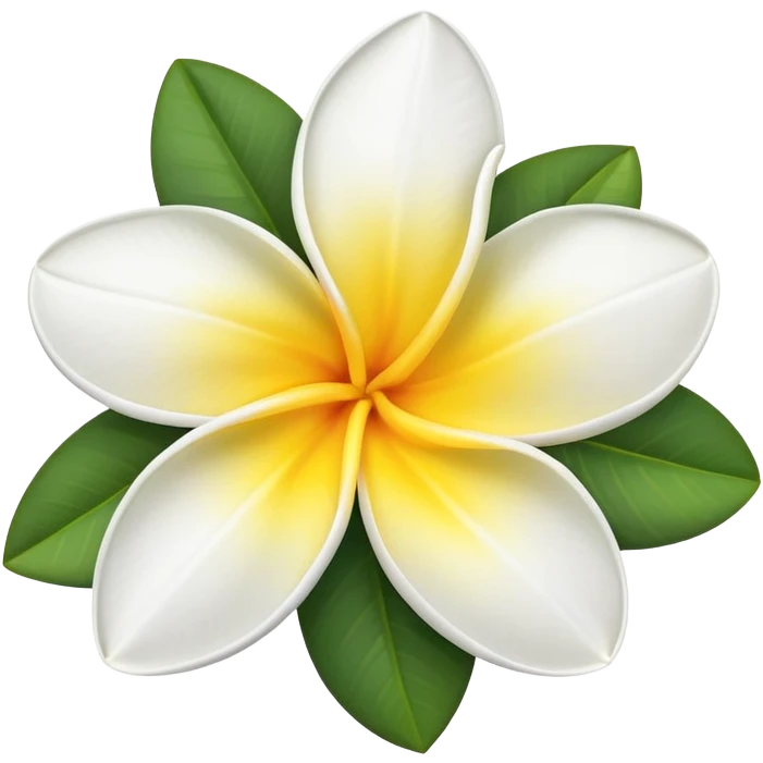 plumeria flower with five white petals and yellow center emoji