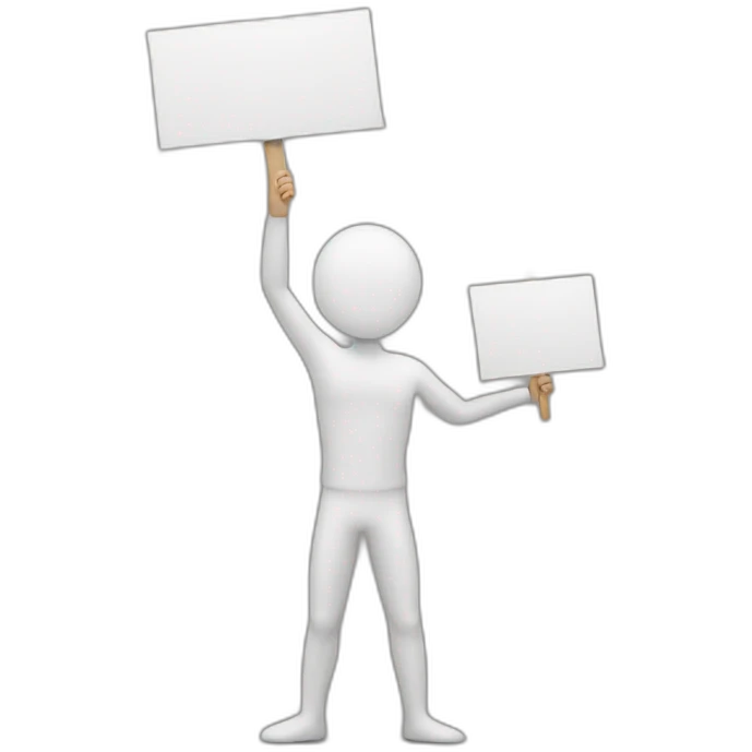 man holding up sign saying ne emoji