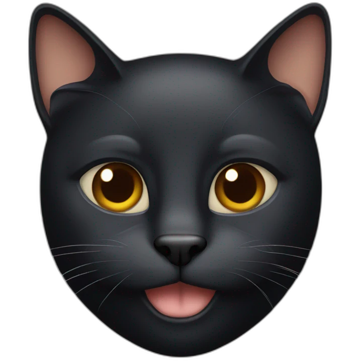 a big black cat with brown eyes holding a lid in his mouth emoji