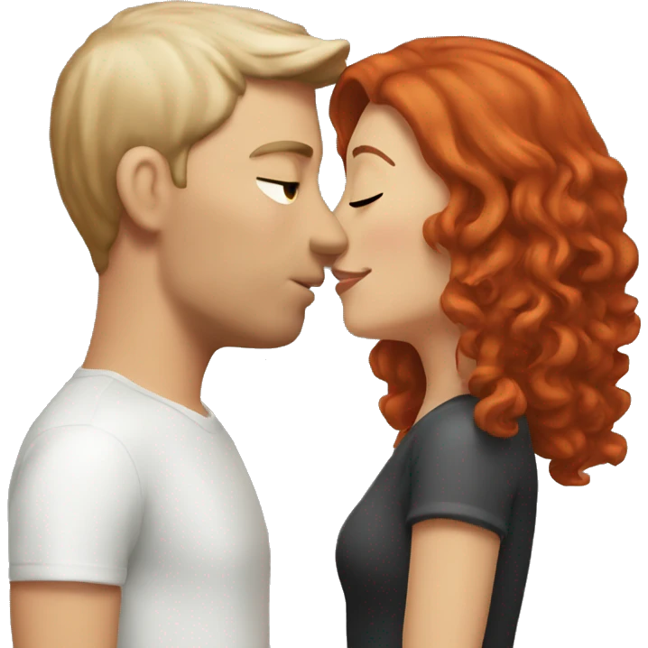 Red haired white couple kissing emoji