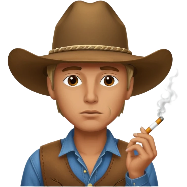 Serious guy with a cowboy hat smoking emoji