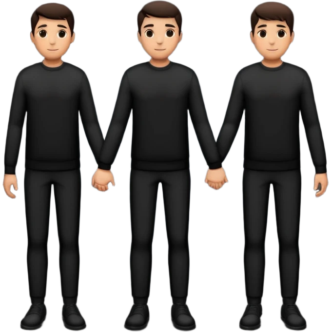 Três homens de mãos dadas, faça como se fosse sombra da silhuetas emoji