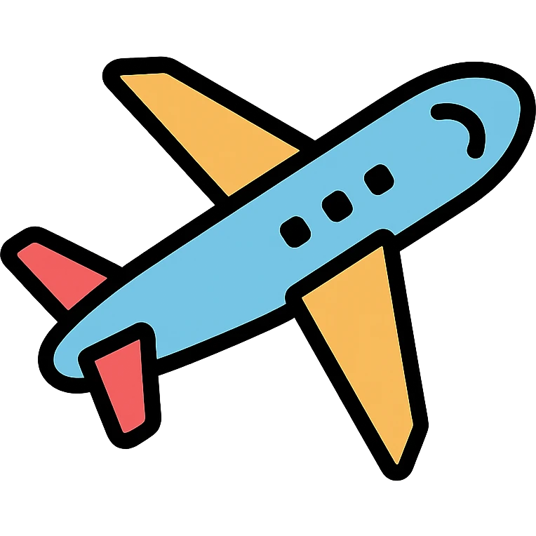 jet airplane, color outline icon style, clear and recognizable emoji