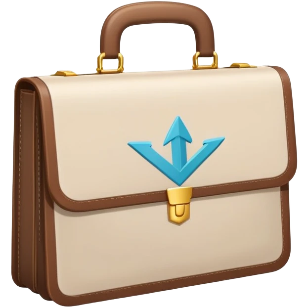 A flat-style illustration of a briefcase, a rising arrow. Clean, minimal, cartoon style, white background, iOS emoji aesthetic. emoji