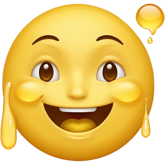 yellow emoji face tipped sideways, laughing with eyes squeezed shut, tears flying out, intense amusement, bright, expressive, emoji style emoji