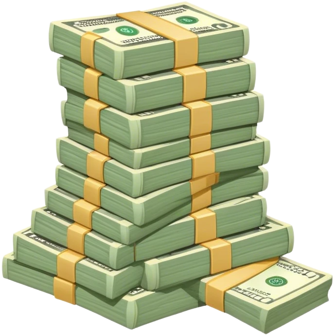 multiple stacks of dollar emoji
