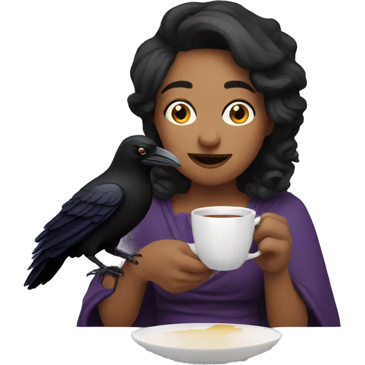 Make a raven sipping tea emoji