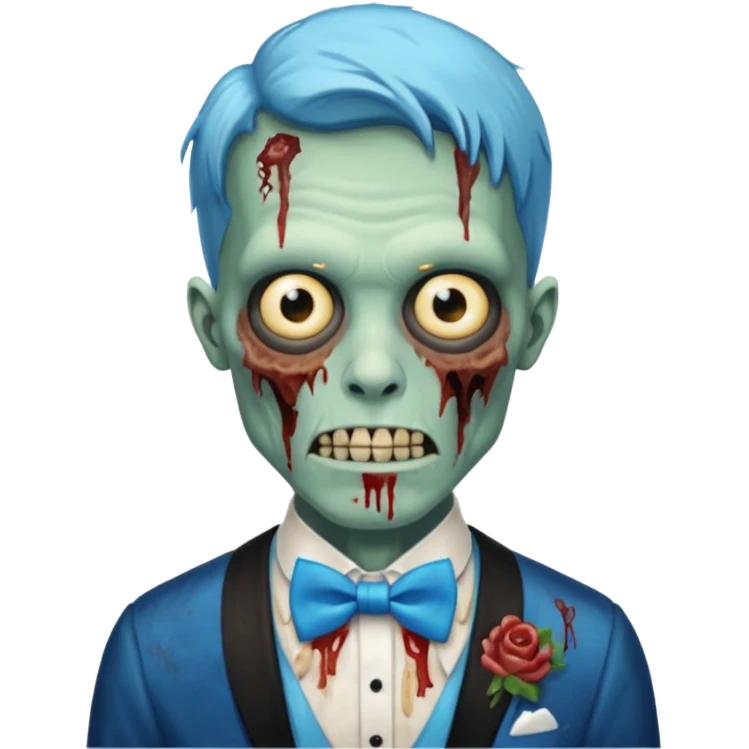 zombie zombie waiter with blue bow tie emoji