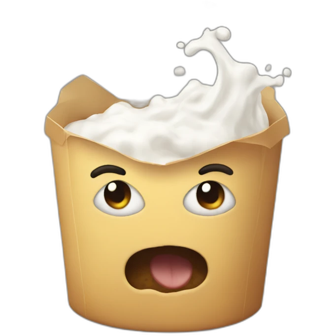 Mad milkbox with eyes and mouth emoji