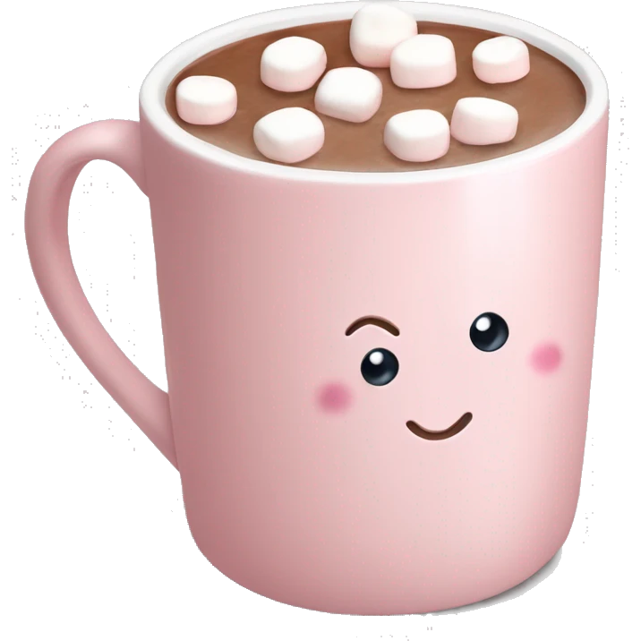 Light Pink mug of hot chocolate with marshmallows  emoji