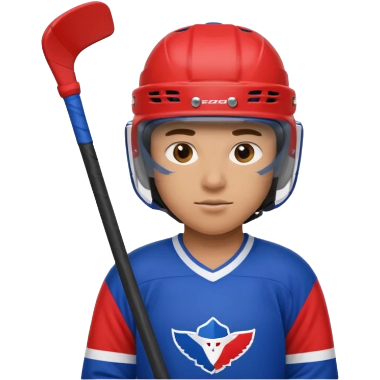 Hockey Player in red and blue emoji