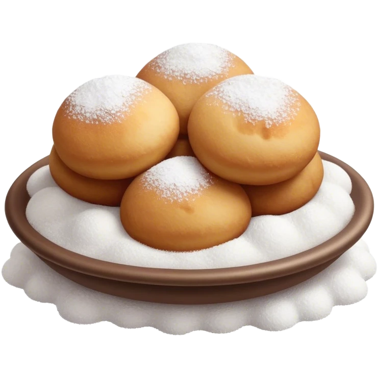 Cinematic Realistic Fritule Dessert Emoji, featuring small, fluffy dough balls dusted with powdered sugar rendered with delicate textures and warm, inviting lighting. emoji