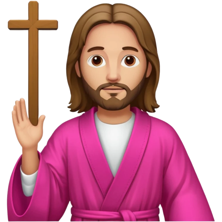 Jesus in hot pink wearing  emoji