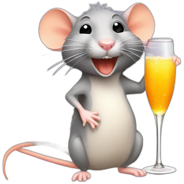 drunk rat with orange label champagne emoji