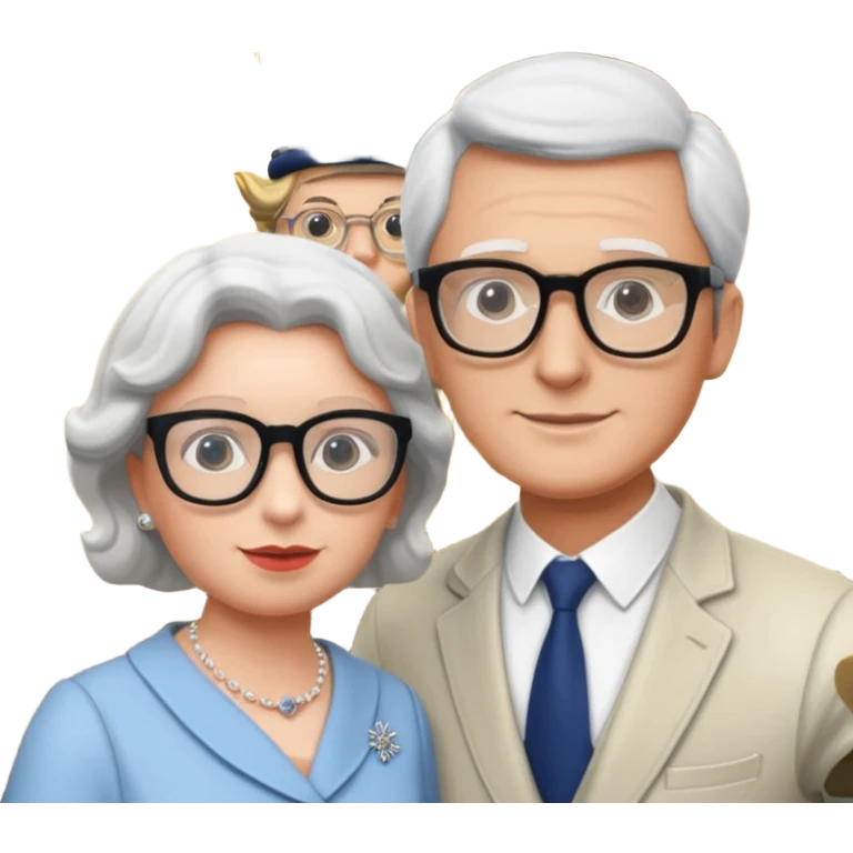 a man who's taking a selfie in a room with the statue of the queen elizabeth the II emoji