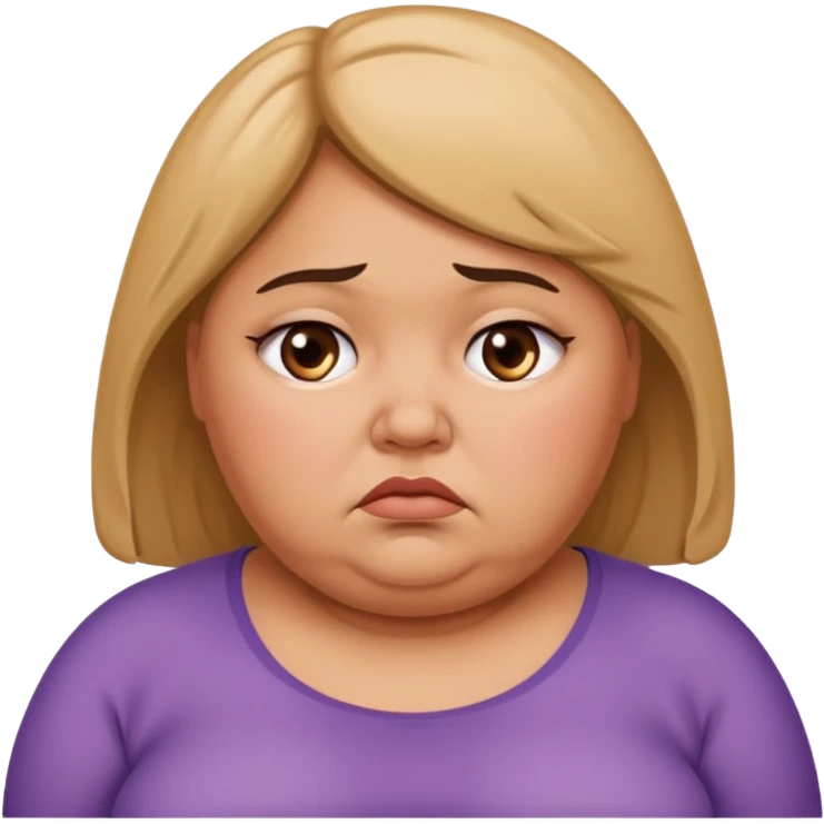 fat woman sitting with a sad expression emoji