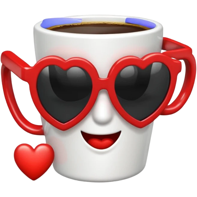 heart with black sunglasses and a coffee mug emoji