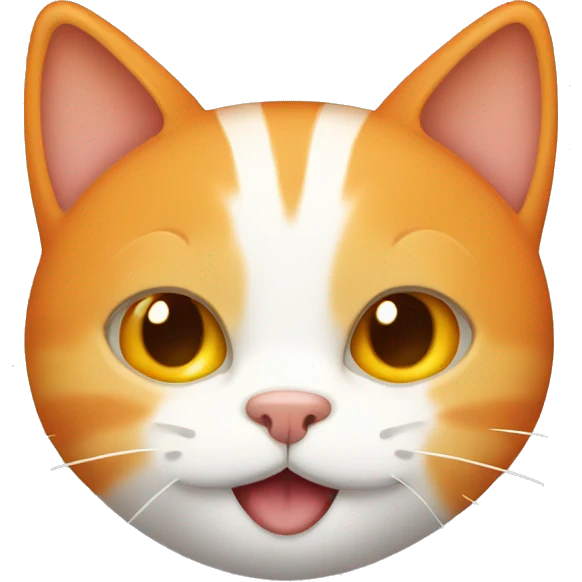 Orange and white cat, smiley style emoji icon. emoji