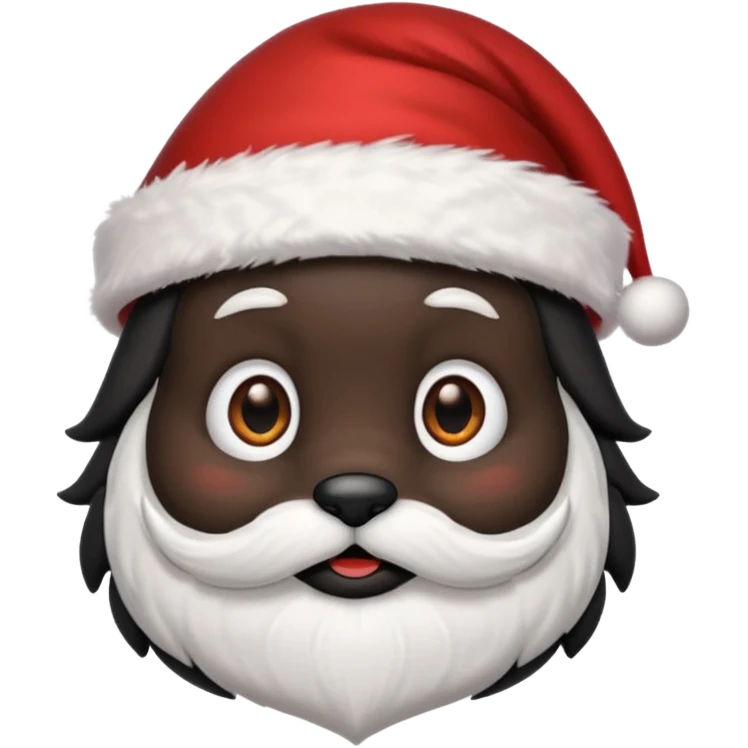 miniature black pinmcher in santa aht emoji