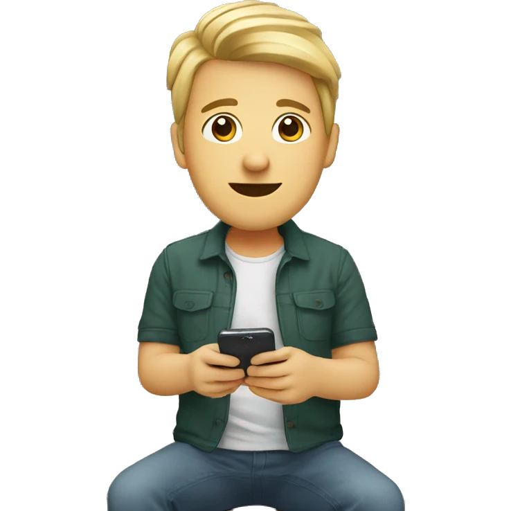 casual indoor portrait with phone emoji