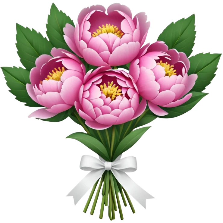 Bouquet of pink flower peony wrapped in white paper emoji
