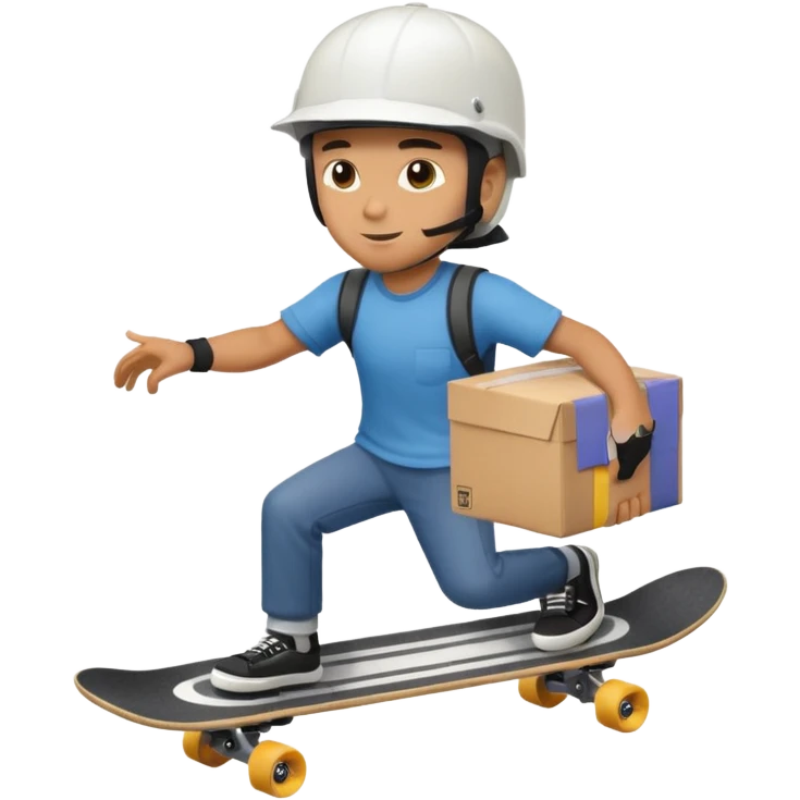 Man delivers package on skateboard  emoji