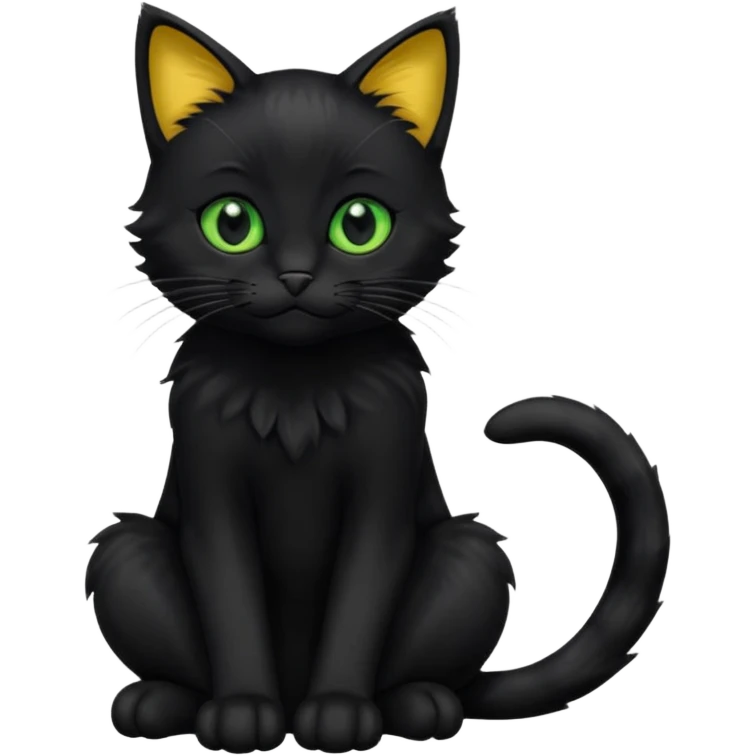 Chat noir peinture mignon assise peinture emoji