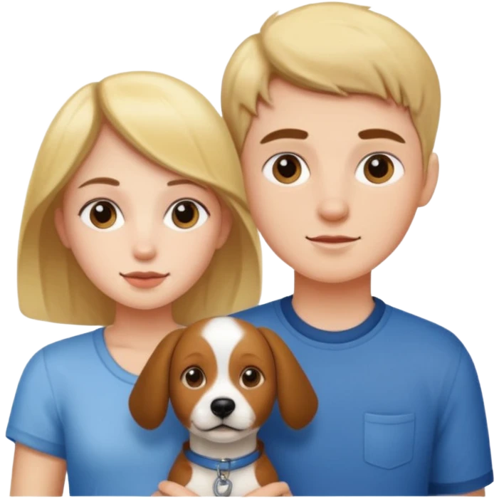 Girl and boy with a dog emoji
