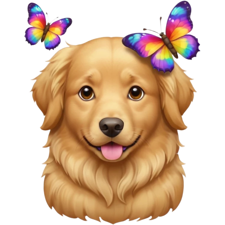 a portrait dog with butterflies emoji