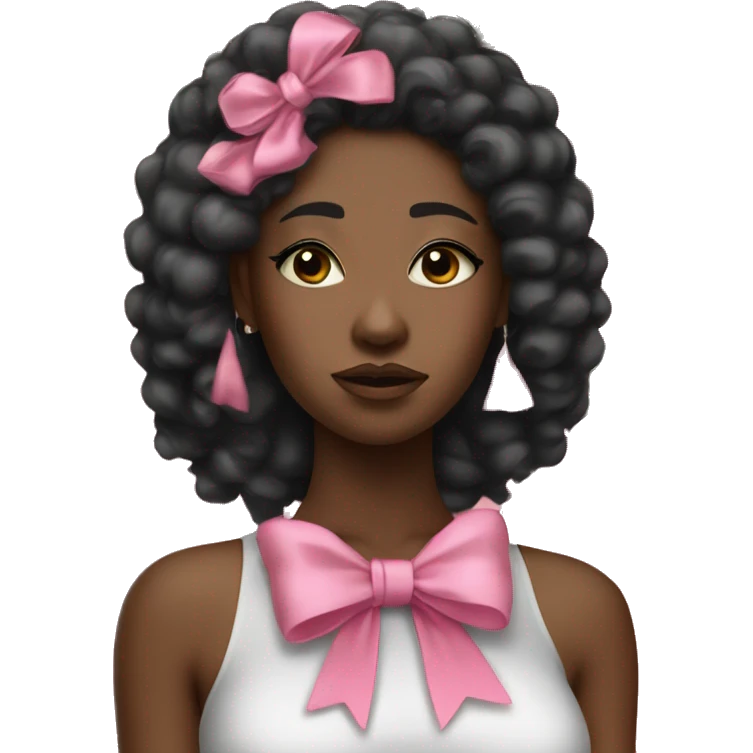 Stylish black girl crying with pink bow on her hair and stack of money on one of her hands emoji