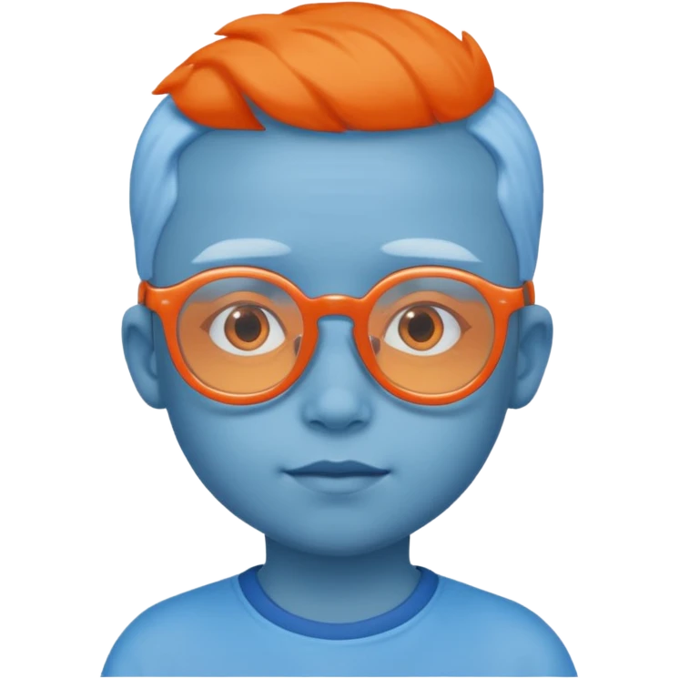 blue skinned orange glassed child emoji