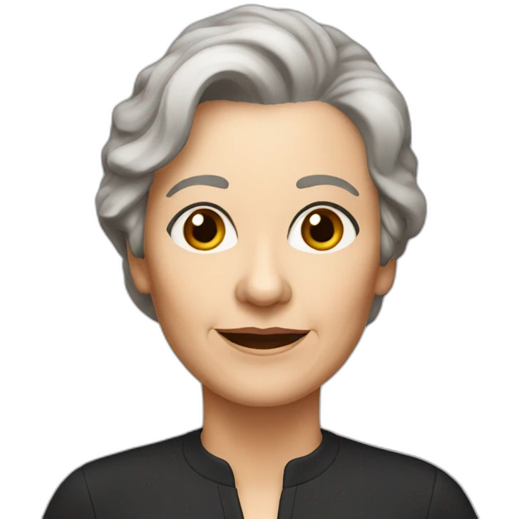 White 63 yrs old woman brown hair and black eyes emoji
