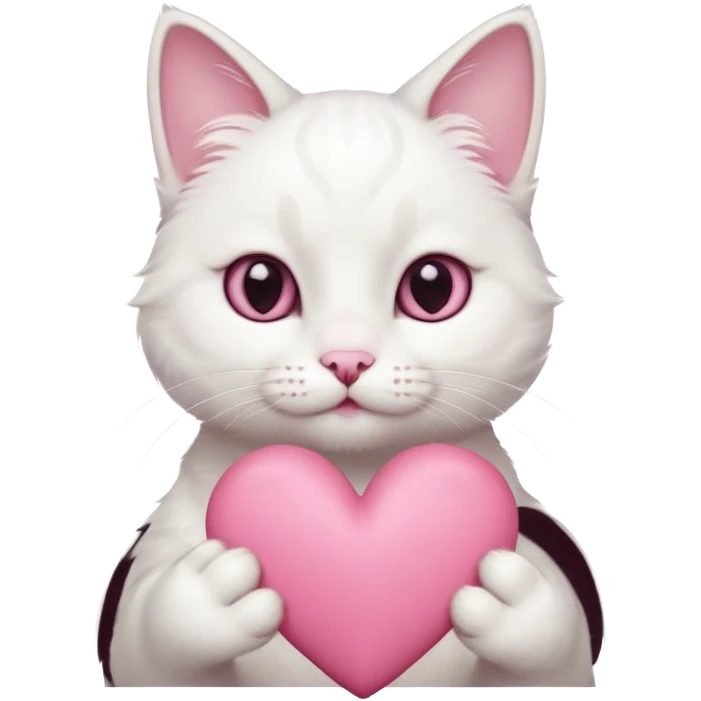 Cute white cat making heart shape with his hand emoji