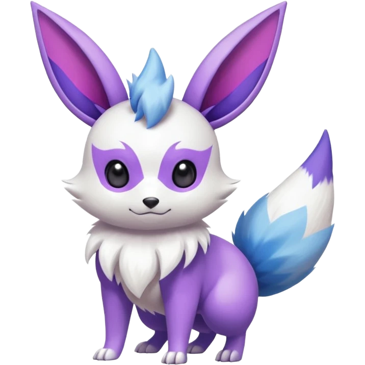 Shiny White with Violet and Indigo markings Eevee-Minccino-Zangoose-Pokémon-Fakémon-fusion-hybrid-creature emoji