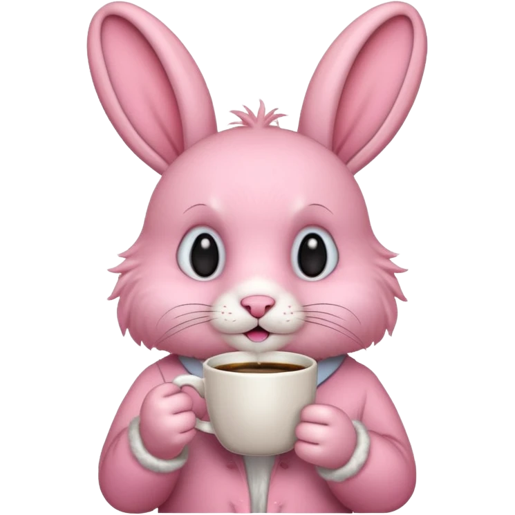 pink rabbit with coffee emoji