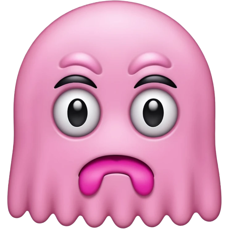 Pink Pacman ghost character with big girl eyelashes emoji