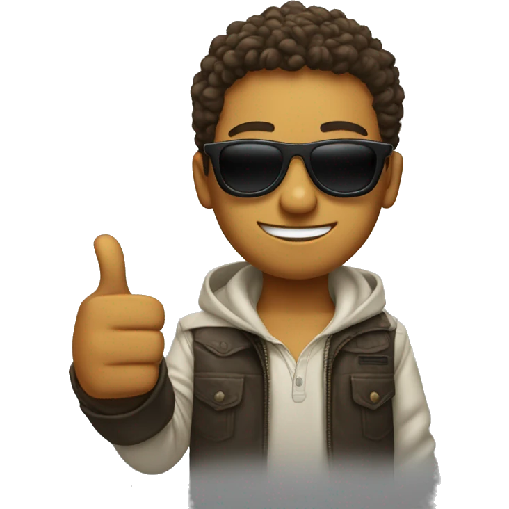Young man with Thumbs up wear cool shades emoji