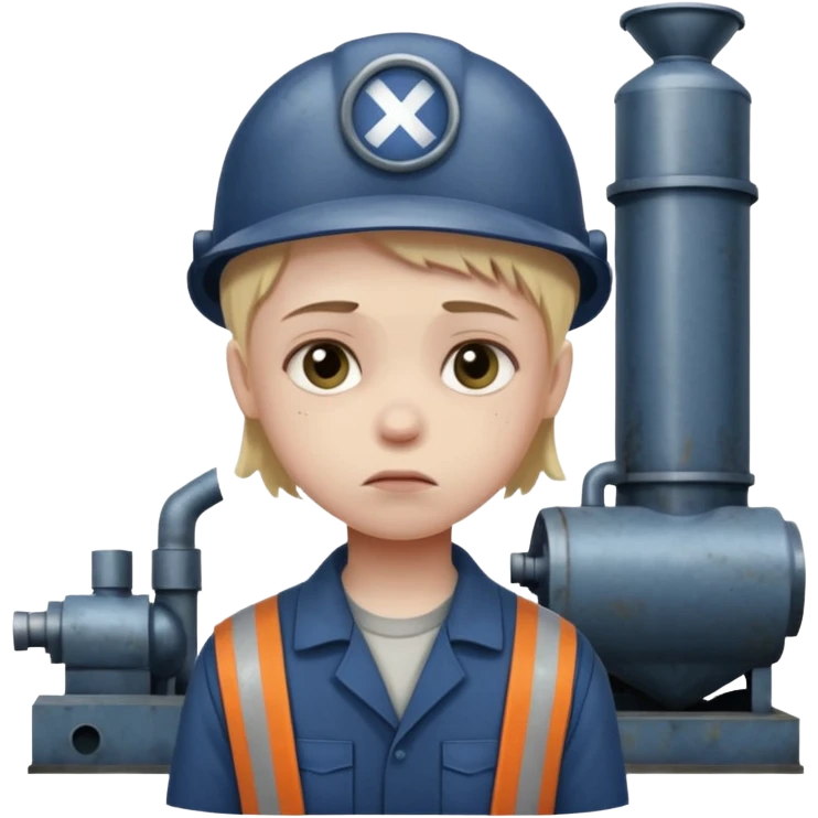 a child with a sad face works in a factory emoji