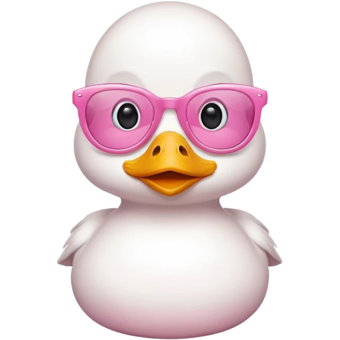 white duck with pink glasses emoji
