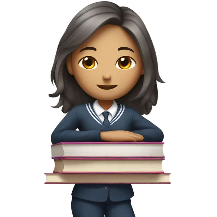 bored female student uniform sleeping of book emoji