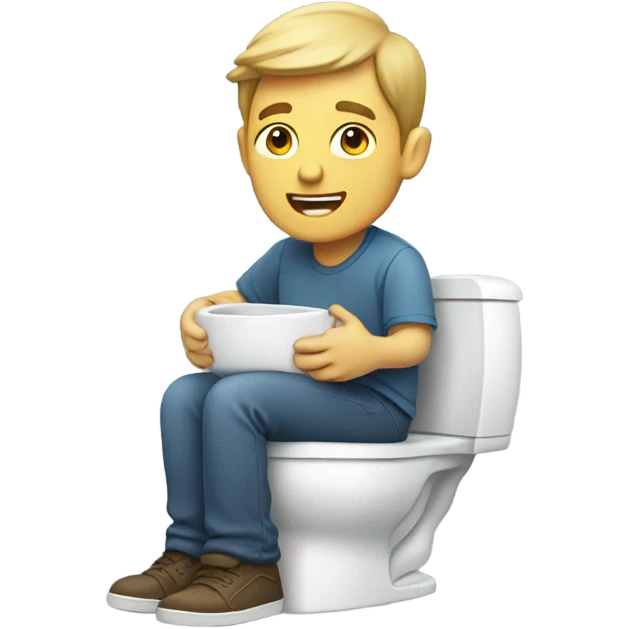 White guy sitting on toilet ￼ emoji