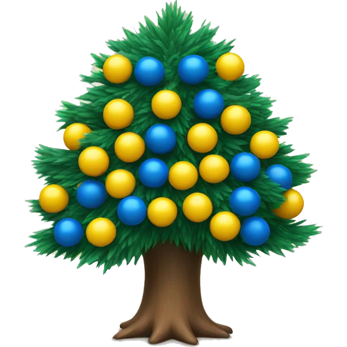 New year tree with yellow and blue balls emoji
