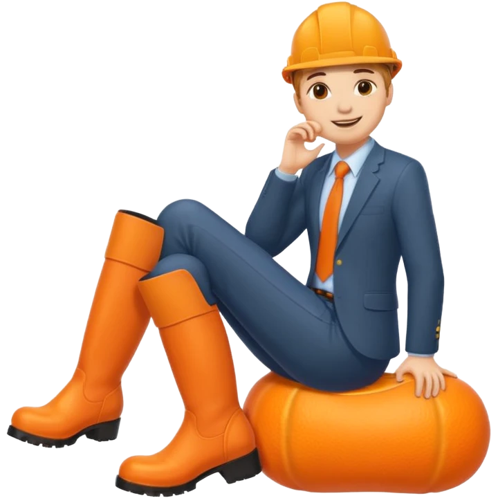 Office worker kneeling and kissing a large orange boot emoji