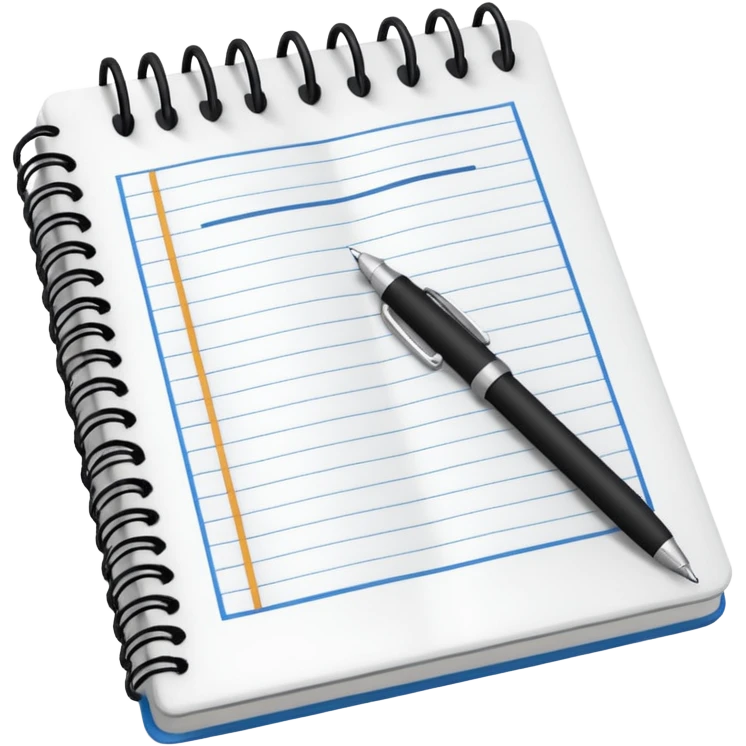 open notebook with numbers and a calculator emoji