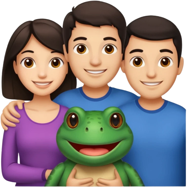 Bufo with two best friends one a girl dark hair other man dark hair emoji